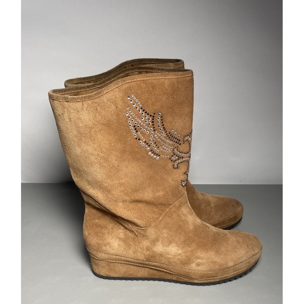 REBA Studded Rhinestone Suede Boots Women's 9 M